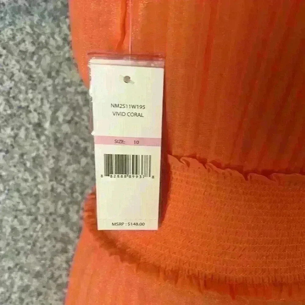 NWT Nanette Lepore pleated sleeveless dress vivid coral size 10 - Picture 9 of 12